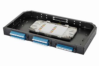 Комплект планка Q-SLOT с 6 адаптерами дуплекс LC OS2, монтажные шнуры, КДЗС