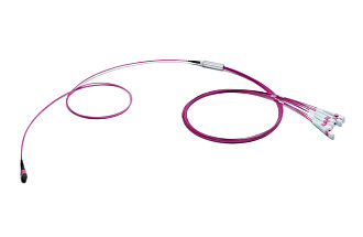 Разветвительная кабельная сборка (гидра) 1×MPO(12) (male) – LC(12), OM4, 1 м, выносы 0,5 м