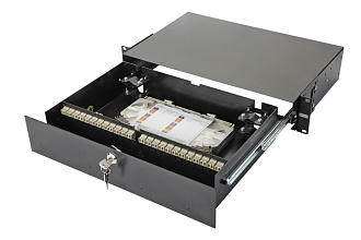 Оптическая панель серии 47F-48, 19'' 2U выдвижная, корпус на 48 адаптеров, 4 дуплекс LC адаптера, OM2