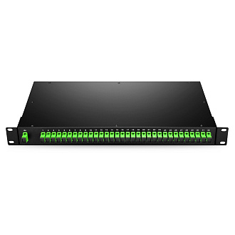 Оптическая панель, 19'' 1U фиксированная, PLC 1 × 32, 1 сплиттер, разъемы SC/APC