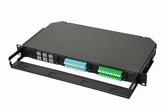 Комплект планка Q-SLOT с 12 адаптерами дуплекс LC OS2, монтажные шнуры, APC, КДЗС