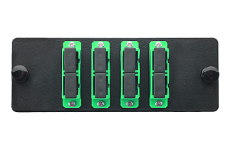 Комплект планка Q-SLOT с 4 адаптерами дуплекс SC OS2, монтажные шнуры, APC, КДЗС