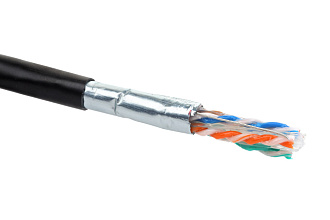 Кабель Industrial водостойкий категории 6, F/UTP 4 пары solid, PE, –60 °C, черный, катушка 500 м