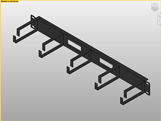 Горизонтальный организатор 19", 1U, с металлическими кольцами, черный