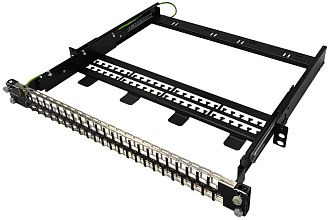 Выдвижная коммутационная панель 19” наборная, UTP/FTP, 1U, 48 портов, черный