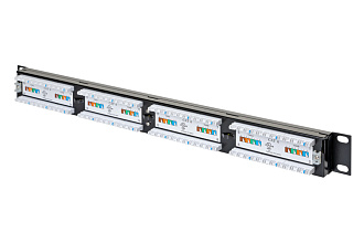 Коммутационная панель 19” моноблочная, категория 6, UTP, 1U, 24 порта, черный