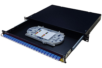 Оптическая панель серии 47B-24, 19'' 1U выдвижная, корпус на 24 адаптера, 4 дуплекс LC адаптера, OS2