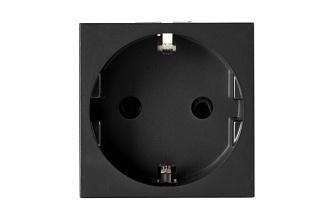 Розетка 2P+E немецкий стандарт 45 × 45 мм, с защитными шторками, графитовый черный