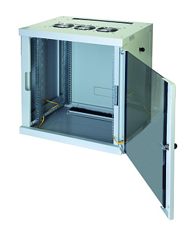 Шкаф настенный Racknet F30 18U 600 × 600, передняя дверь стеклянная, светло-серый