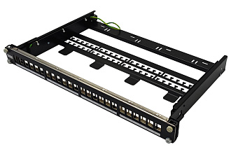 Выдвижная коммутационная панель 19” наборная, UTP/FTP, 1U, 24 порта, черный