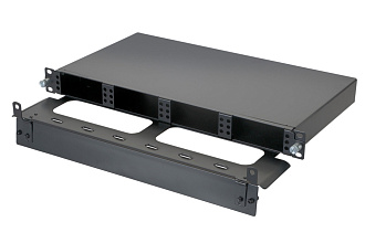 Панель 19'' Q-SLOT, 1U, выдвижная, 4 слота, корпус, поддерживающий организатор