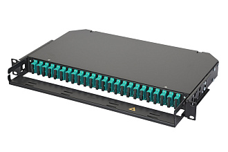 Оптическая панель серии 47C-24, 19'' 1U фиксированная, корпус на 24 адаптера, 2 дуплекс SC адаптера, OM3