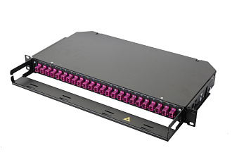 Оптическая панель серии 47C-24, 19'' 1U фиксированная, корпус на 24 адаптера, 4 симплекс SC адаптера, OM4
