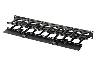 Горизонтальный организатор повышенной емкости 19", 1U, с крышкой, черный