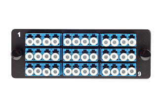 Комплект планка Q-SLOT с 9 адаптерами квадро LC OS2, монтажные шнуры, КДЗС