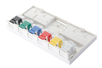 Настенная коробка 6-портовая со шторками, белый