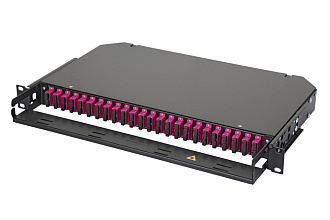 Оптическая панель серии 47C-24, 19'' 1U фиксированная, корпус на 24 адаптера, 2 дуплекс SC адаптера, OM4