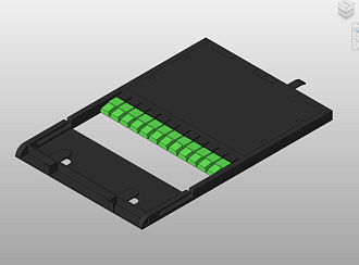 Кассетный модуль слотовый с оптическими сплиттерами PLC HD 47M-30, два сплиттера 2 × 8, LC/APC OS2, черный