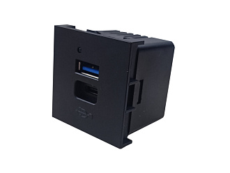Зарядное устройство 2 × USB тип A/тип C, 20 Вт, 45 × 45 мм, графитовый черный