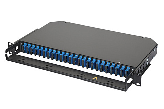Оптическая панель серии 47C-24, 19'' 1U фиксированная, корпус на 24 адаптера, 2 дуплекс SC адаптера, OS2