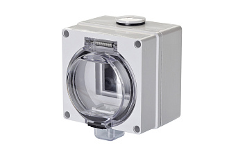 Коробка Industrial IP65, 2 модуля 45 × 22,5 мм, серый