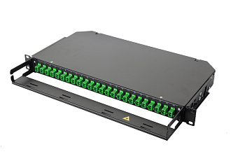 Оптическая панель серии 47C-24, 19'' 1U фиксированная, корпус на 24 адаптера, 6 симплекс SC/APC адаптеров, OS2