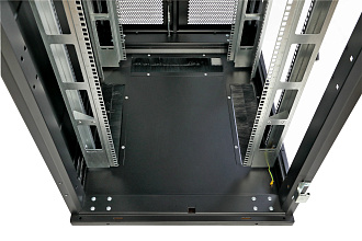 Шкаф Rackcenter D9000 48U 750 × 1200, передняя дверь перфорированная двустворчатая, задняя дверь перфорированная двустворчатая, без боковых стенок, черный